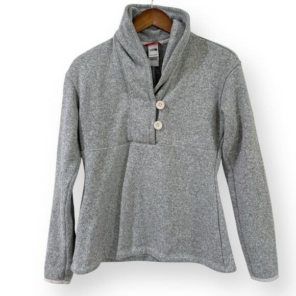 The North Face Shawl Collar Sweater Fleece Pullover Women's Medium Gray - Picture 1 of 11